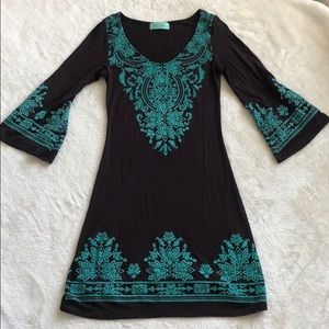 Brown and turquoise dress